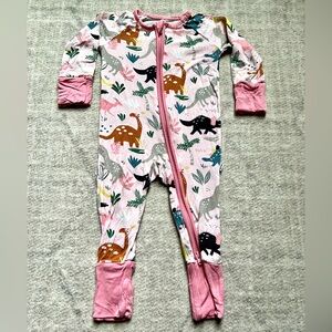 Little Sleepies Pink Jurassic Jungle Bamboo Zippy Pajamas (0-3 months)